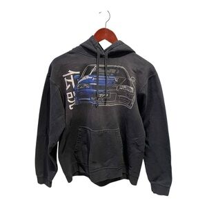 Black Nissan GTR R34 Skyline Graphic Pullover Hoodie Sweatshirt Size: L